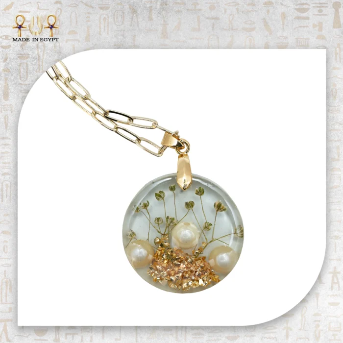 Pearl & Dried Flower Resin Necklace - Image 1