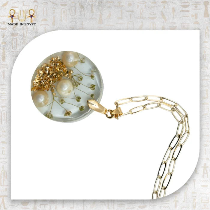 Pearl & Dried Flower Resin Necklace - Image 2
