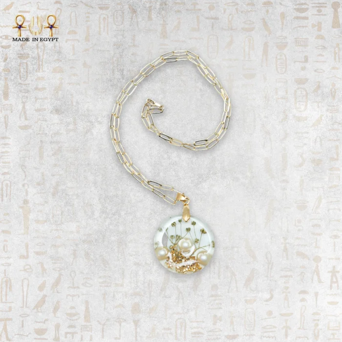 Pearl & Dried Flower Resin Necklace - Image 3