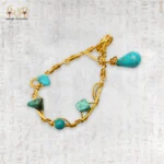 Yellow Brass Wire Pendant with Turquoise Stones - Image 3