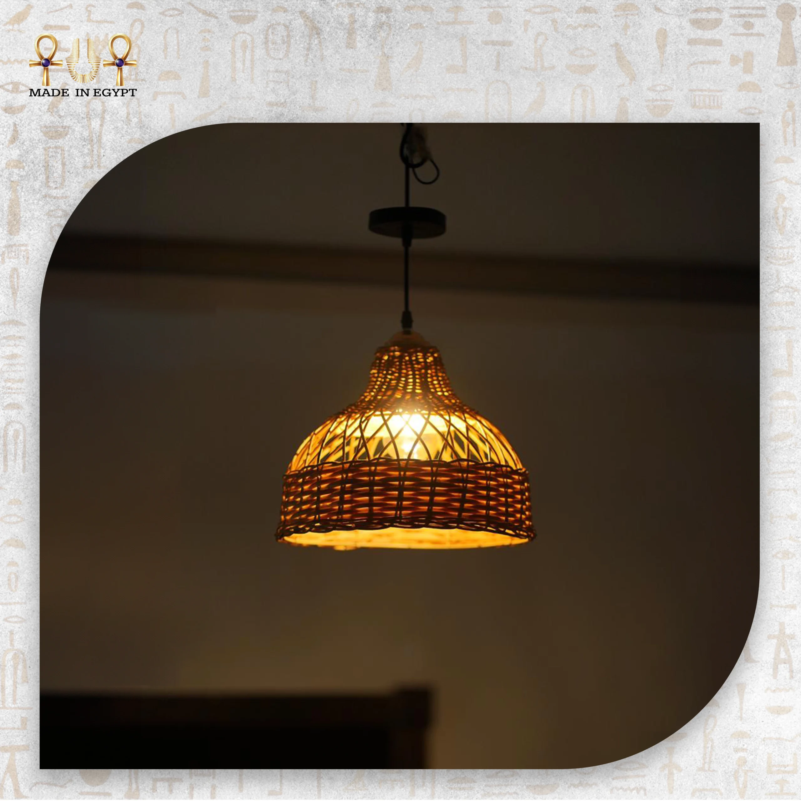 @6A Natural Boho Dome Rattan Chandelier Natural Boho Dome Rattan Chandelier - Image 1