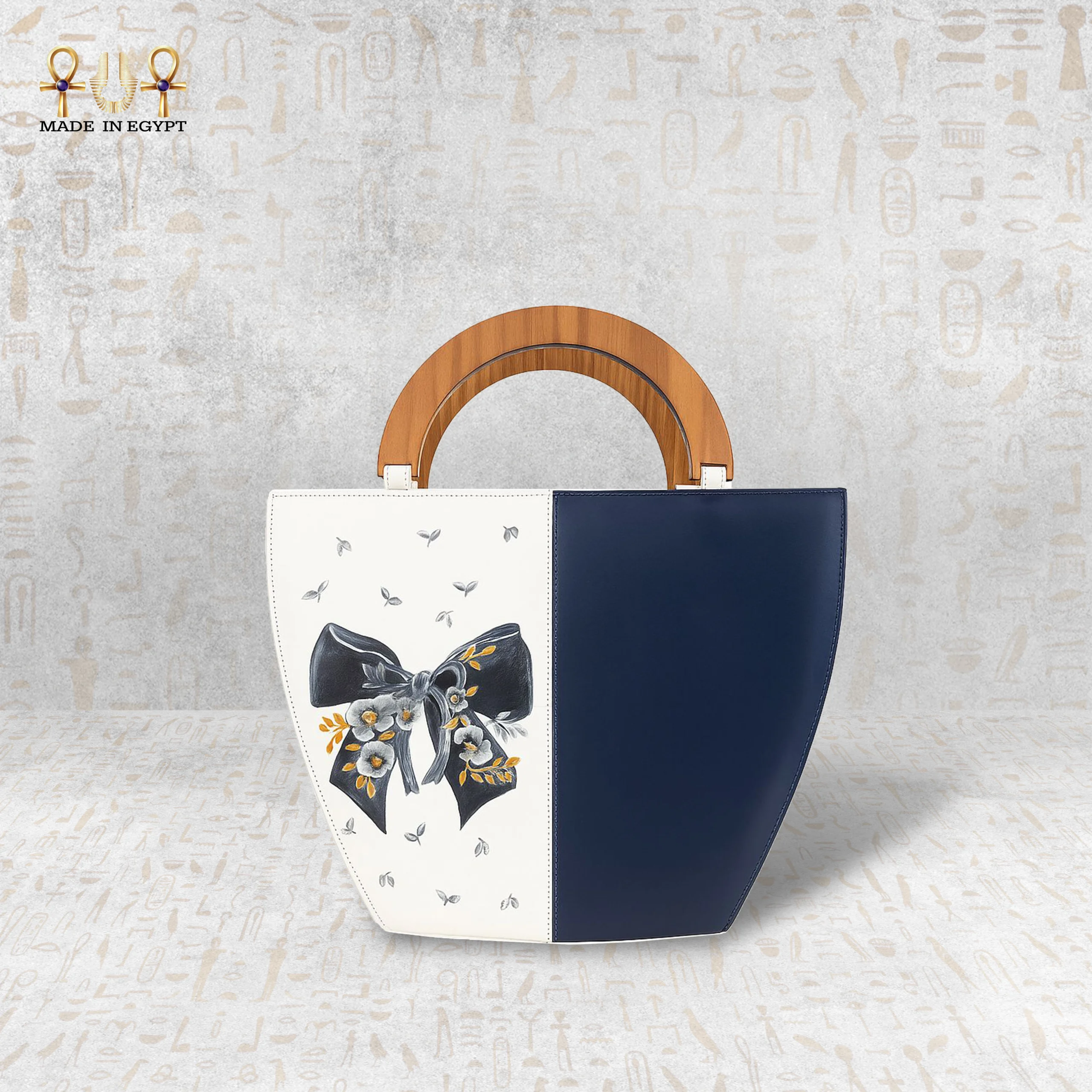 @6ARoyal Bow Handbag – Hand-Painted Genuine Leather Royal Bow Handbag – Hand-Painted Genuine Leather - Image 1