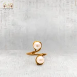 Yellow Brass Wire Free Size Ring with Natural Cultured Pearl