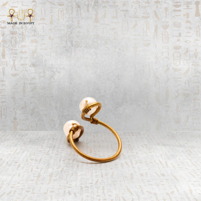 Yellow Brass Wire Free Size Ring with Natural Cultured Pearl - Image 3