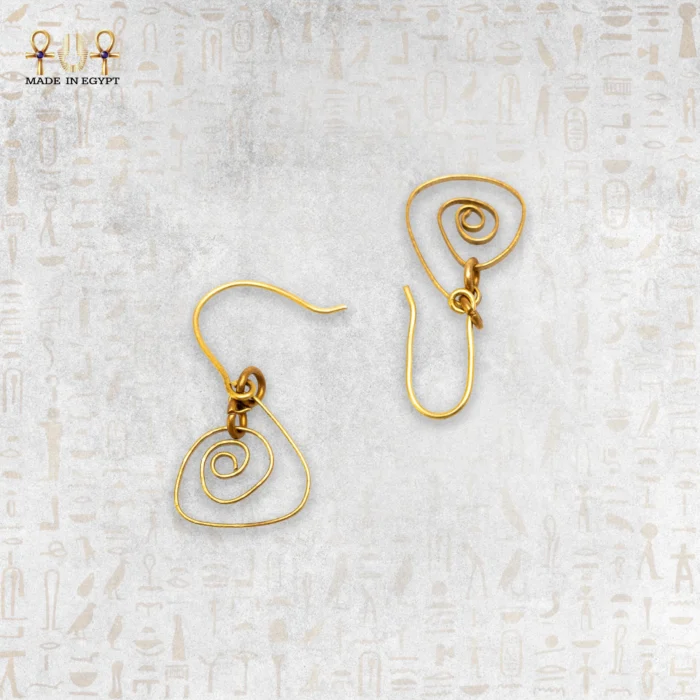 Yellow Brass Wire Spiral Earrings - Image 2