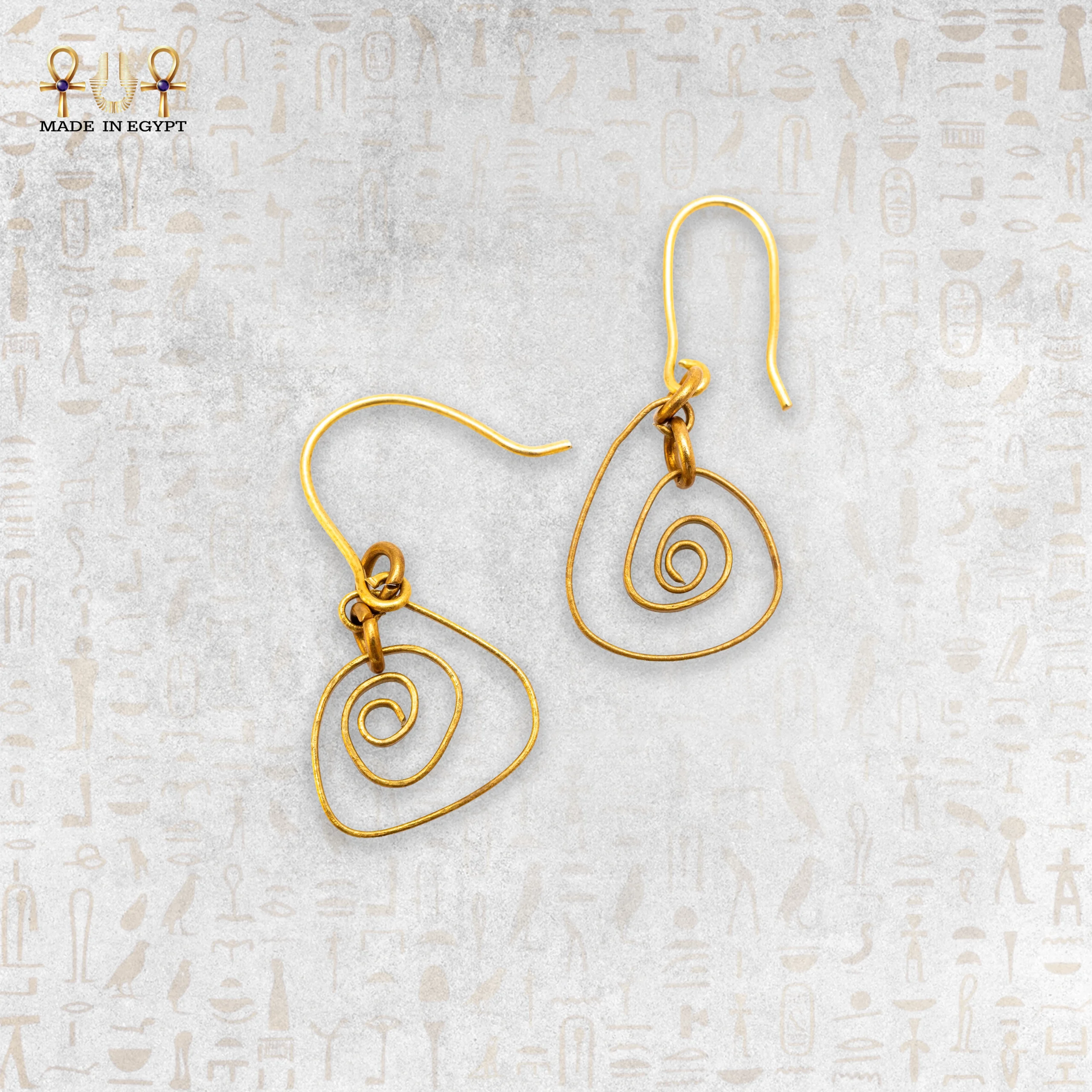 @8BYellow Brass Wire Spiral Earrings Yellow Brass Wire Spiral Earrings - الصورة 1