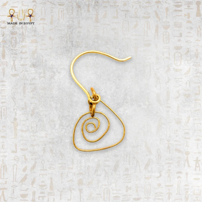 Yellow Brass Wire Spiral Earrings - Image 3