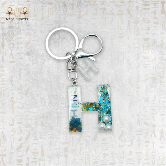 Personalized Letter H Resin Keychain - Image 1