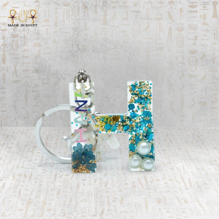 Personalized Letter H Resin Keychain - Image 2