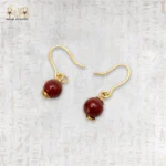 ⁦Yellow Brass Wire Earrings with Brown Agate Stone⁩ - الصورة ⁦2⁩