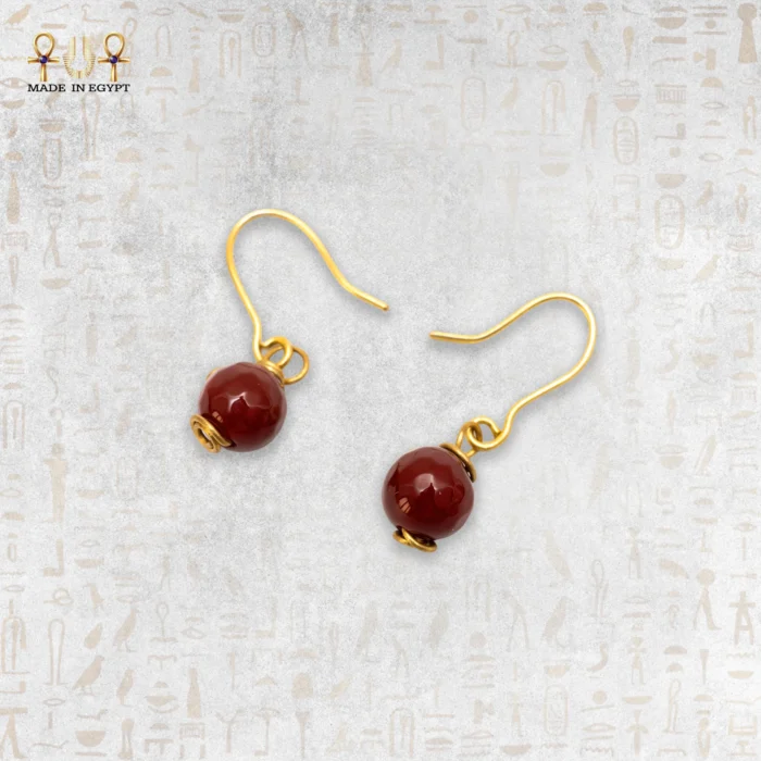 Yellow Brass Wire Earrings with Brown Agate Stone - Image 2