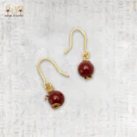 ⁦Yellow Brass Wire Earrings with Brown Agate Stone⁩ - الصورة ⁦4⁩