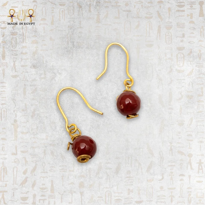 Yellow Brass Wire Earrings with Brown Agate Stone - Image 4