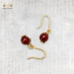 ⁦Yellow Brass Wire Earrings with Brown Agate Stone⁩ - الصورة ⁦3⁩