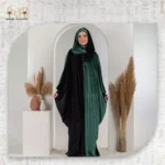 Bicolour Velvet Abaya with Attached Headscarf