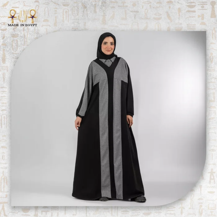 Elegant Formal Abaya with Attached Scarf - Image 1