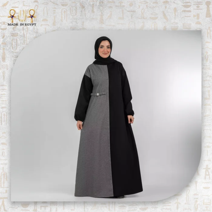 Elegant Abaya Dress with Attached Scarf - Image 1
