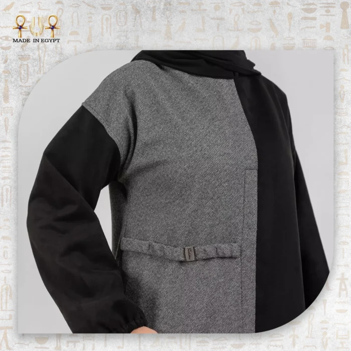 Elegant Abaya Dress with Attached Scarf - Image 2