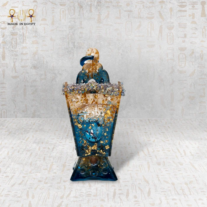 ⁦فانوس ريزن رمضاني فاخر – أزرق وذهبي⁩ - الصورة ⁦2⁩