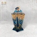 فانوس ريزن رمضاني فاخر – أزرق وذهبي