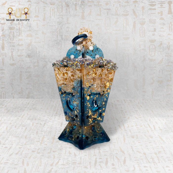 ⁦فانوس ريزن رمضاني فاخر – أزرق وذهبي⁩ - الصورة ⁦1⁩