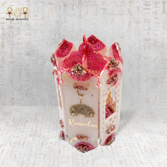 ⁦فانوس ريزن رمضاني وردي بلمسات ذهبية⁩ - الصورة ⁦4⁩