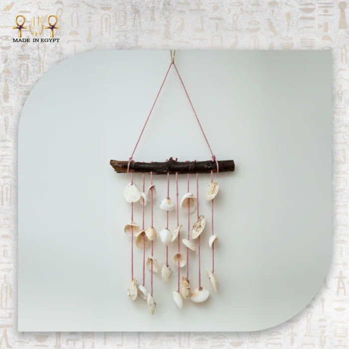 @3A.White Seashell Macrame Hanging with Wooden Branch White Seashell Macrame Hanging with Wooden Branch - Image 1