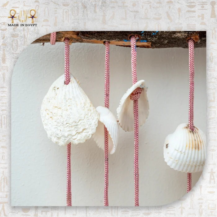 White Seashell Macrame Hanging with Wooden Branch - Image 3