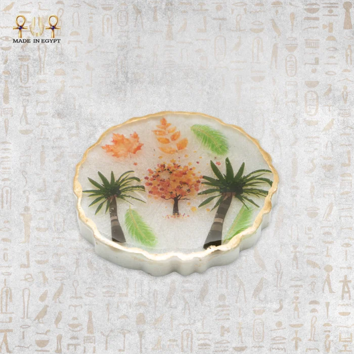 ⁦Tropical Resin Coaster & Glass Tray – Palm Paradise Edition⁩ - الصورة ⁦1⁩