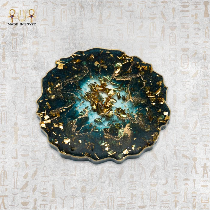 ⁦Luxury Resin Decorative Plate with Gold Marble Design⁩ - الصورة ⁦3⁩