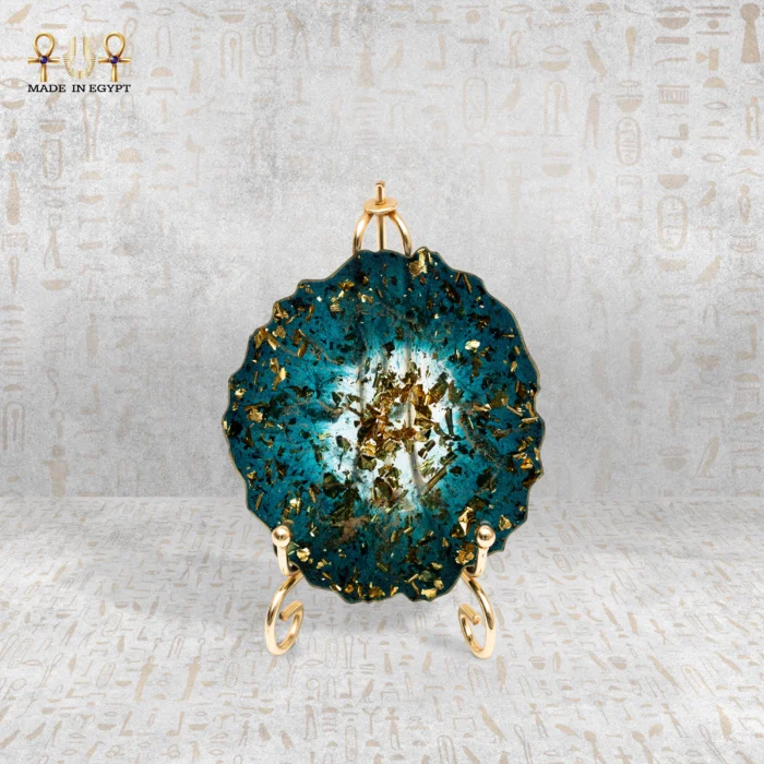 ⁦Luxury Resin Decorative Plate with Gold Marble Design⁩ - الصورة ⁦1⁩