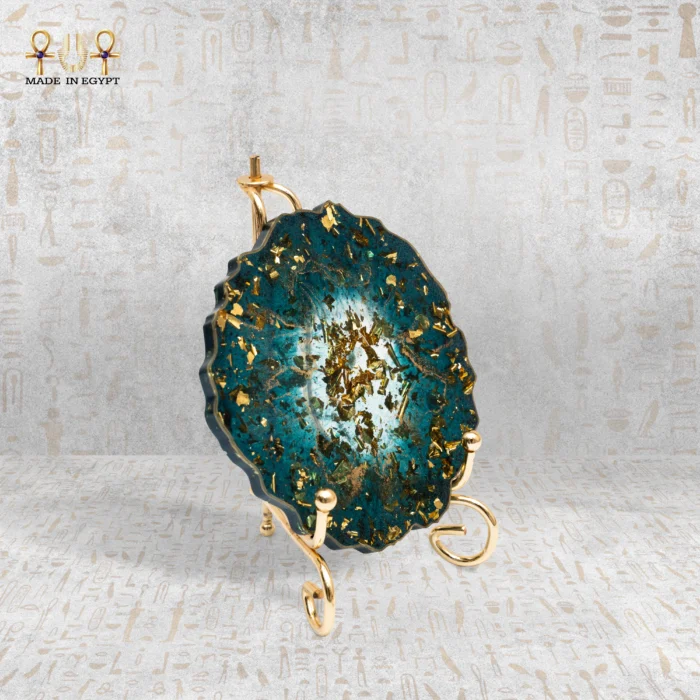 ⁦Luxury Resin Decorative Plate with Gold Marble Design⁩ - الصورة ⁦2⁩