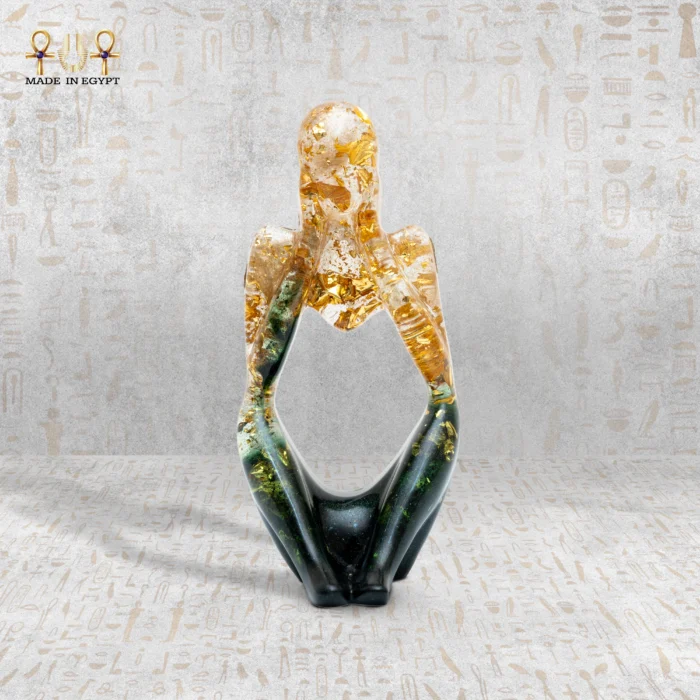 Luxury Resin Thinker Figurine – Gold & Green Design - Image 1