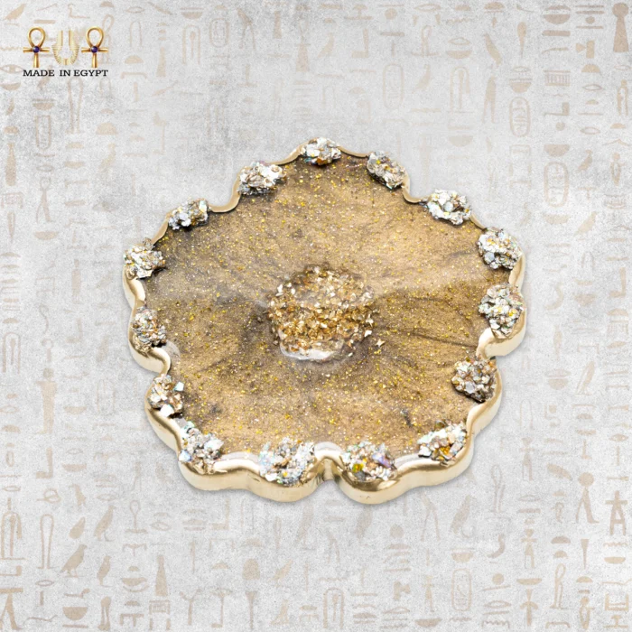 Luxury Resin Coaster – Gold Crystal Design - Image 3