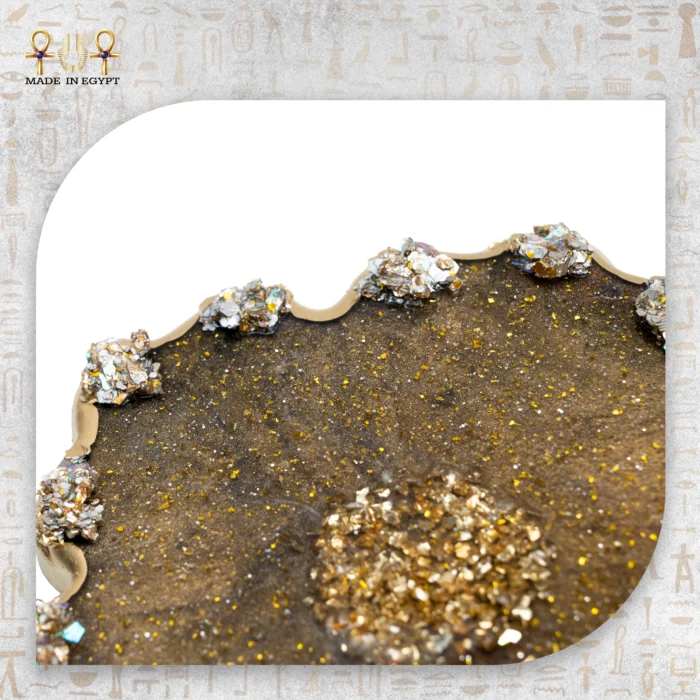 Luxury Resin Coaster – Gold Crystal Design - Image 4