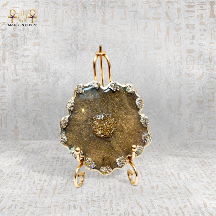 Luxury Resin Coaster – Gold Crystal Design - Image 1