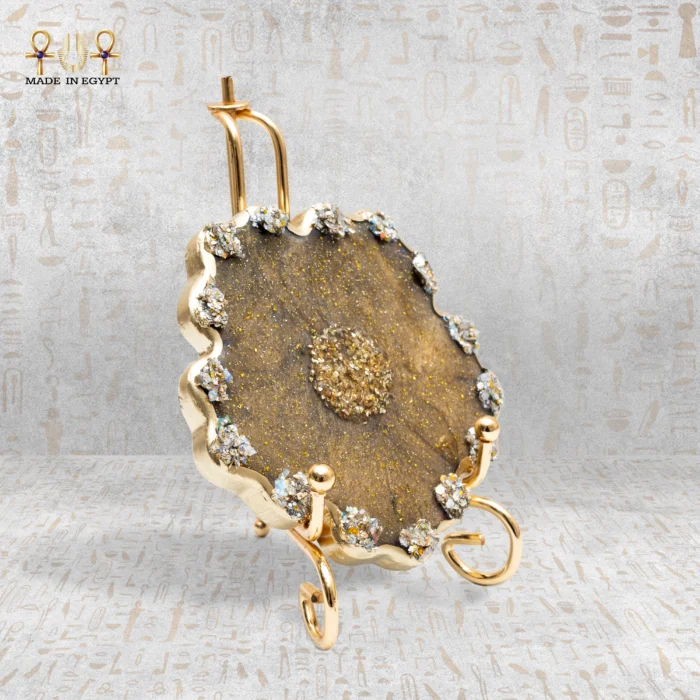 Luxury Resin Coaster – Gold Crystal Design - Image 2