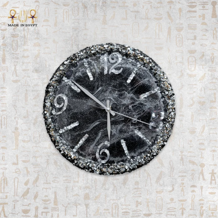 Luxury Resin Wall Clock – Black & Silver Design - Image 1