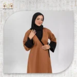 Suede Wrap Abaya with Integrated Hijab - Image 2