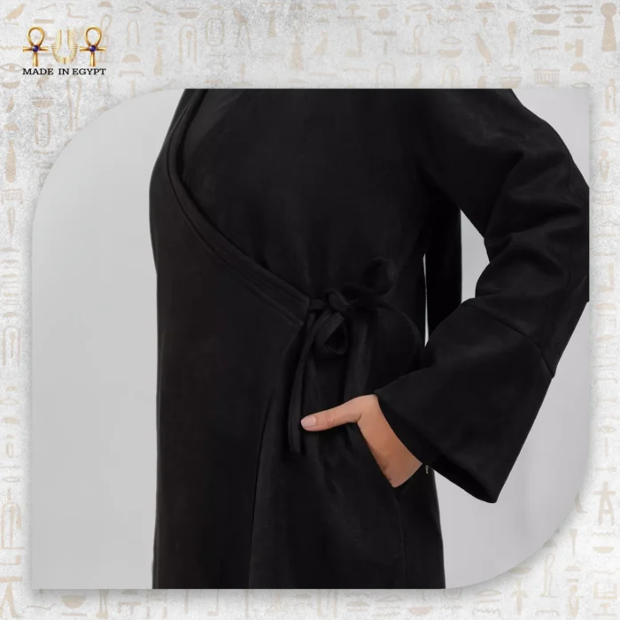 Elegant Wrap Abaya with a Basic Black Dress - Image 2