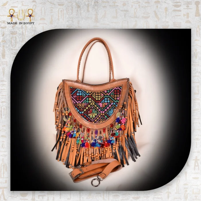 Bohemian Embroidered Leather Fringe Bag - Image 2