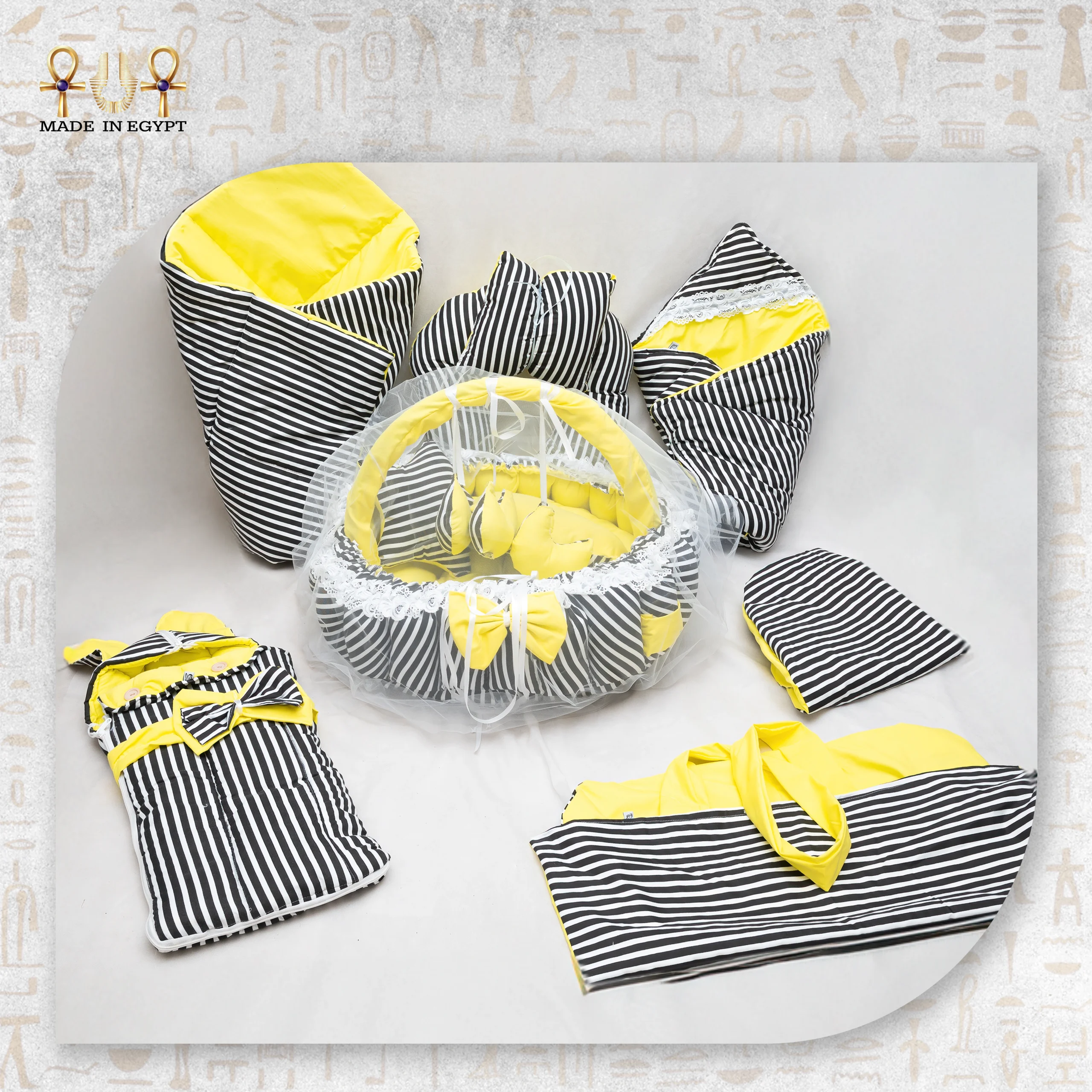 @3aSunny Stripes Baby Nest Set – Modern Warmth Collection Sunny Stripes Baby Nest Set – Modern Warmth Collection - Image 1