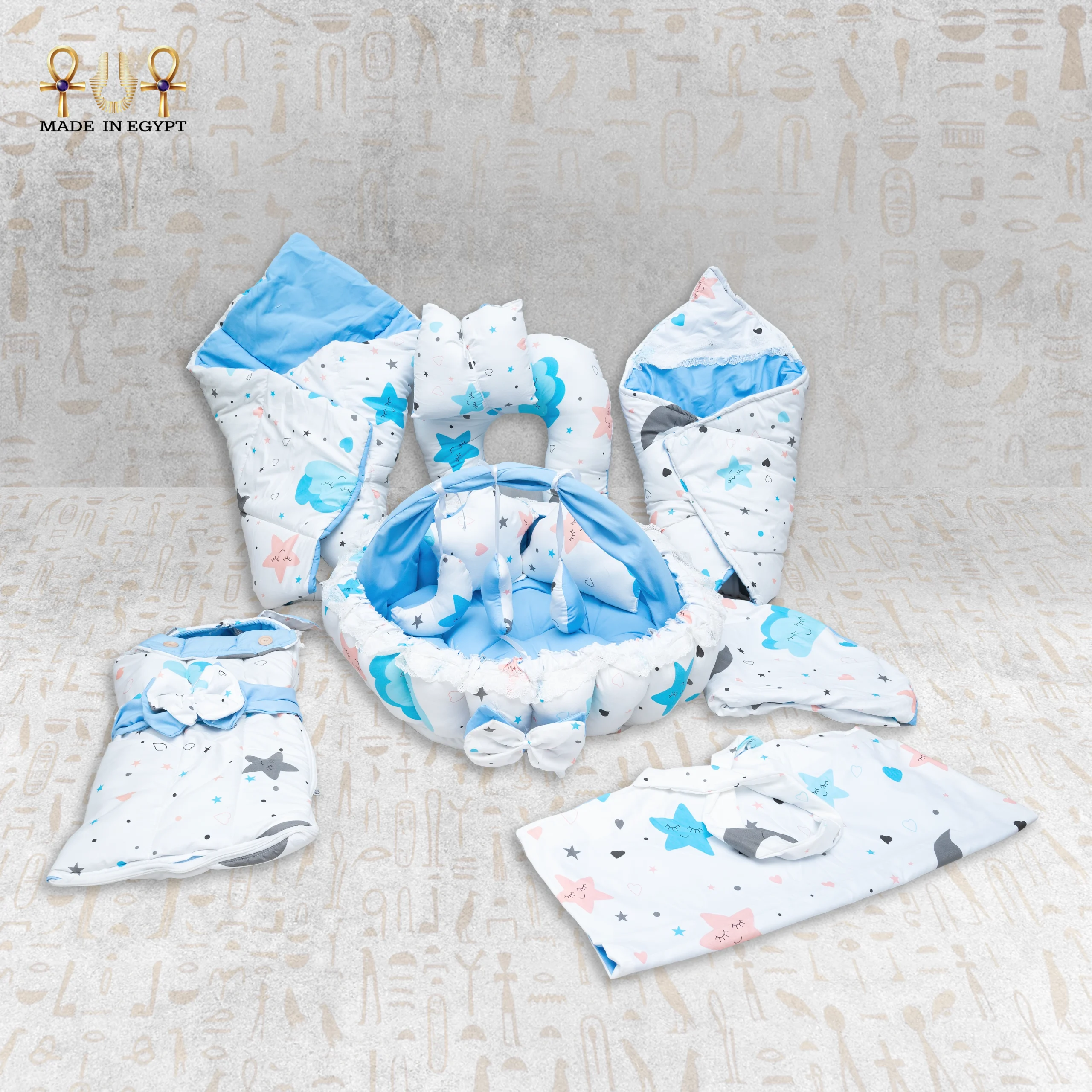 @4aBlue Dream Stars Baby Nest Set – Gentle Comfort Collection أعشاش الأطفال – مجموعة الراحة اللطيفة - الصورة 1