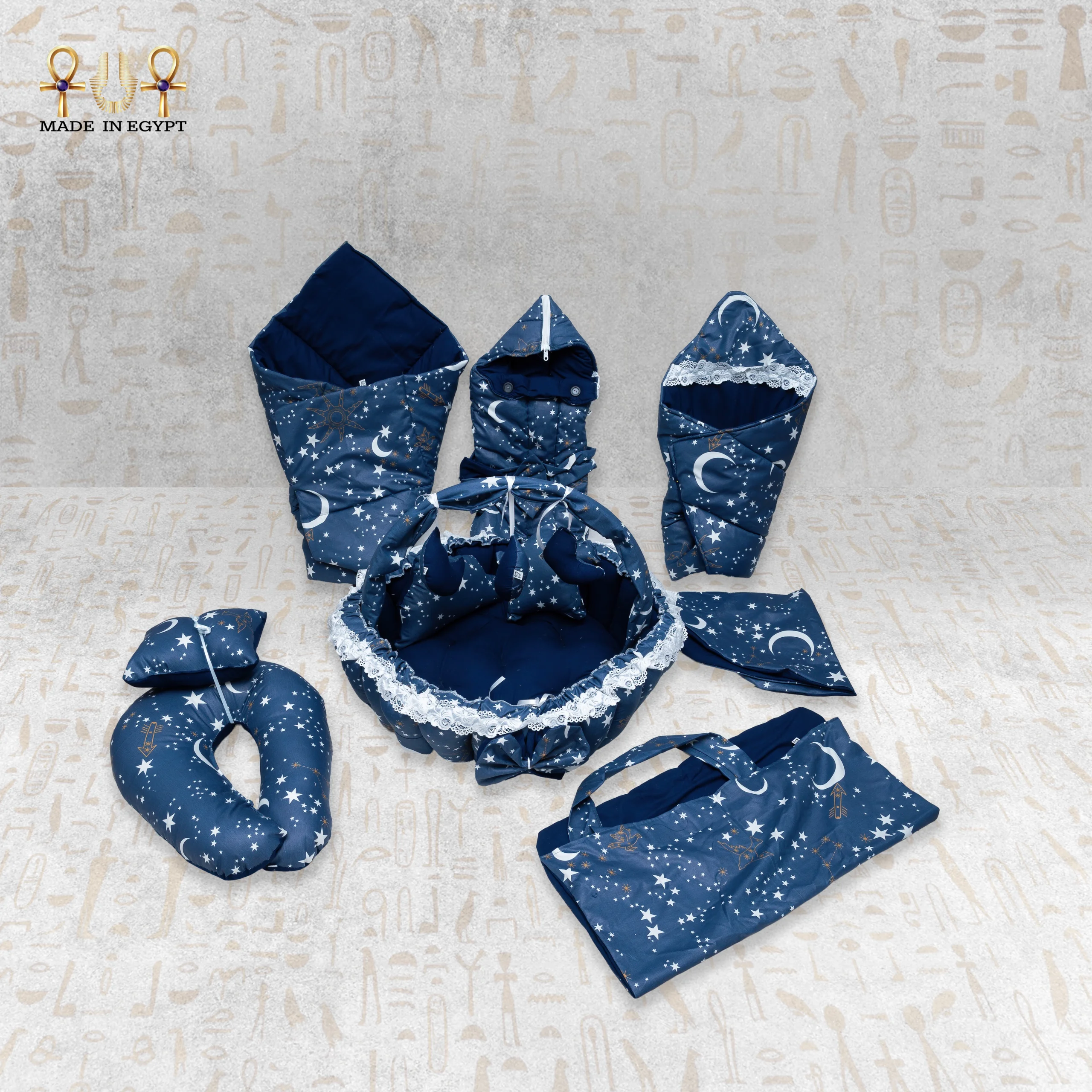 @5aMoon & Stars Baby Nest Set – Calm Night Collection Moon & Stars Baby Nest Set – Calm Night Collection - Image 1