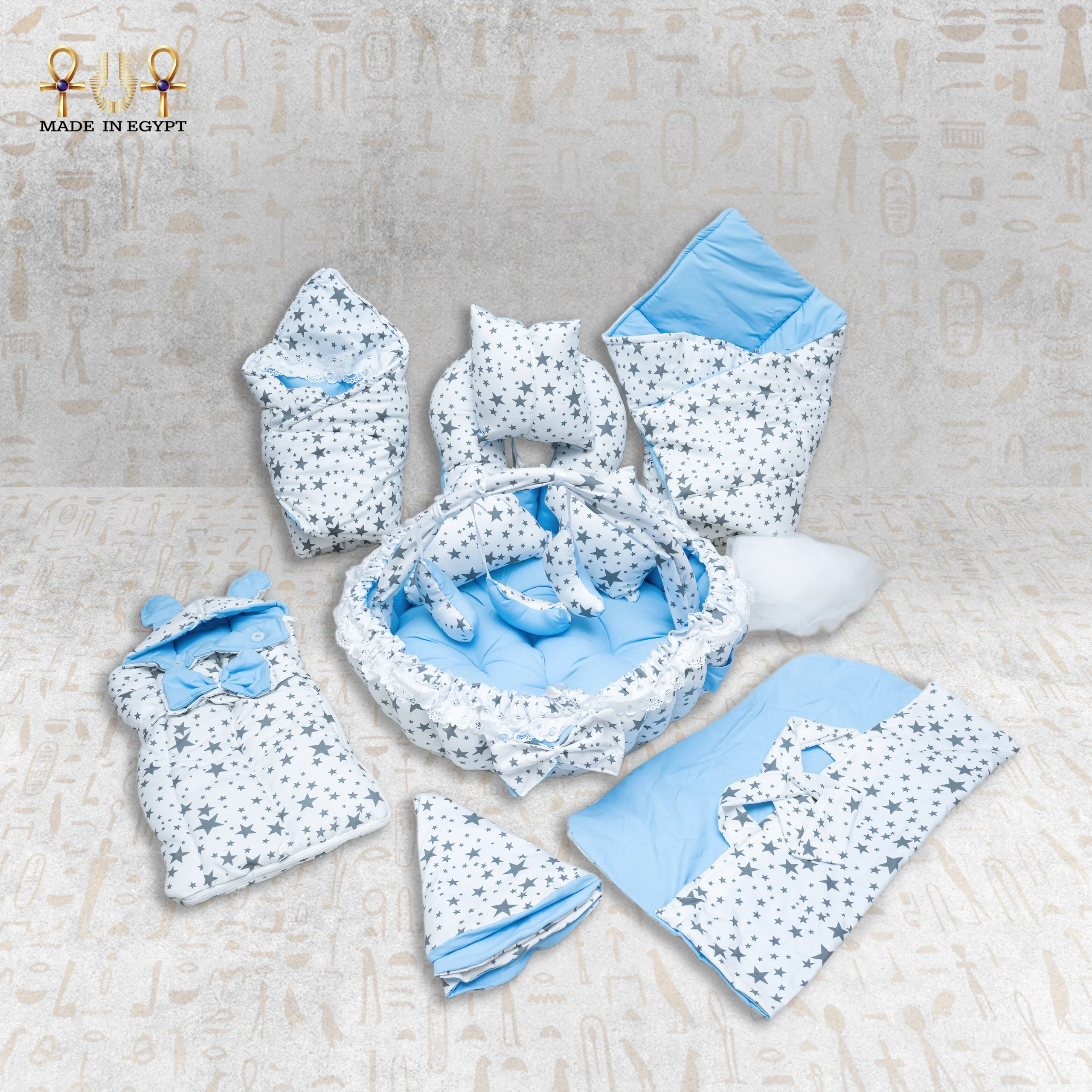 @6eSky Stars Baby Nest Set – Pure Calm Collection مجموعة أعشاش الأطفال – مجموعة الهدوء النقي - الصورة 1