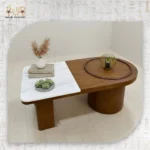 Modern Wood & Marble Coffee Table – Dual Design