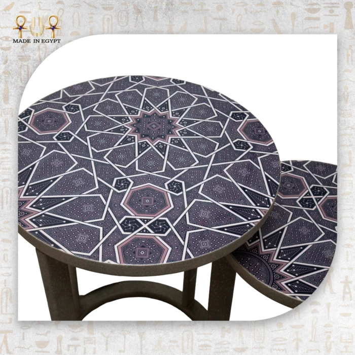 ⁦Luxury Round Metal Tables with Islamic Pattern⁩ - الصورة ⁦3⁩