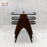 ⁦Luxury Wooden Serving Tray Table with Islamic Pattern⁩ - الصورة ⁦4⁩
