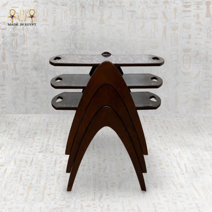 ⁦Luxury Wooden Serving Tray Table with Islamic Pattern⁩ - الصورة ⁦4⁩