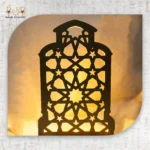 ⁦Illuminated Metal Lantern with Islamic Geometric Design⁩ - الصورة ⁦2⁩